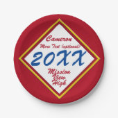 Goud en School kleur Afstuderen Papieren Bordje (Voorkant)