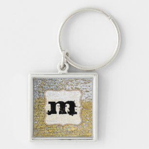 Goud en Silver Grunge Glitter Sleutelhanger