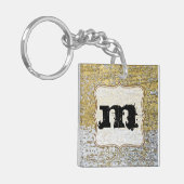 Goud en Silver Grunge Glitter Sleutelhanger (Voorkant Links)