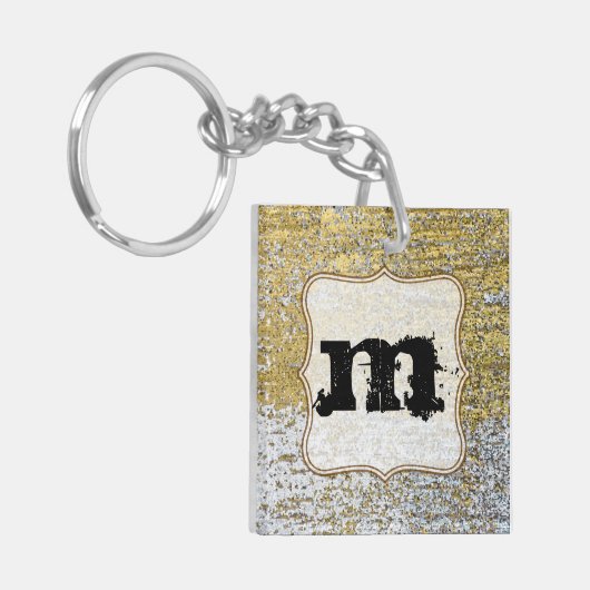 Goud en Silver Grunge Glitter Sleutelhanger (Voorkant Links)