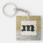 Goud en Silver Grunge Glitter Sleutelhanger (Voorkant)