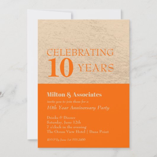 Goud en Sinaasappel Business Jubileum Celebration Kaart (Voorkant)