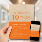 Goud en Sinaasappel Business Jubileum Celebration Kaart