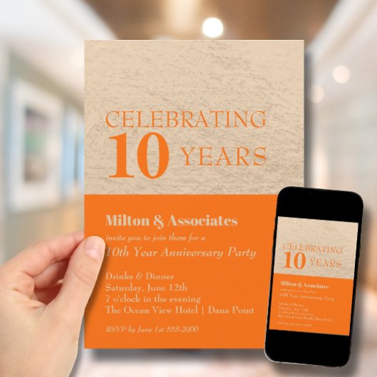 Goud en Sinaasappel Business Jubileum Celebration Kaart