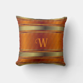 Goud en Sinaasappel geometrische strepen monogram Kussen
