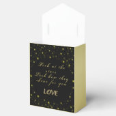 Goud en sparkles sterren op zwart bedankdoosjes (Geopend)