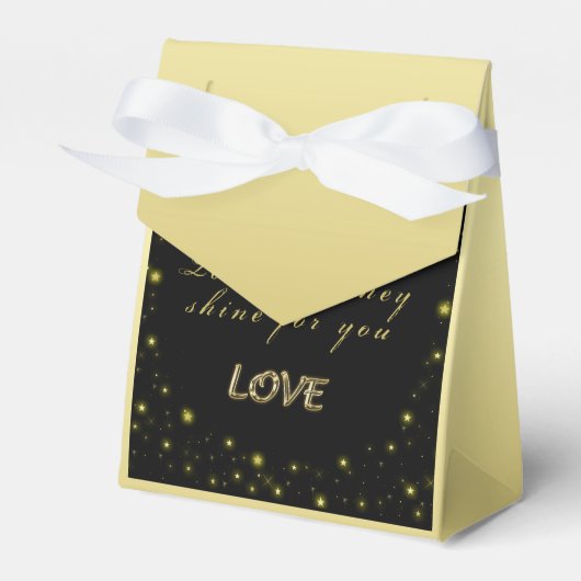 Goud en sparkles sterren op zwart bedankdoosjes (Voorkant Zijde)