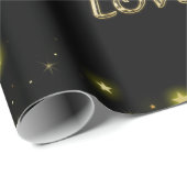 Goud en sparkles sterren op zwart cadeaupapier (Rol Hoek)