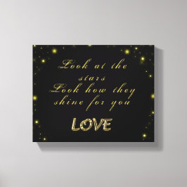 Goud en sparkles sterren op zwart canvas afdruk