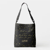 Goud en sparkles sterren op zwart crossbody tas (Achterkant)