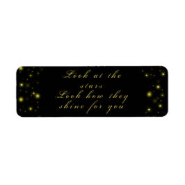 Goud en sparkles sterren op zwart etiket