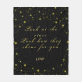 Goud en sparkles sterren op zwart fleece deken (Voorkant)
