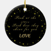 Goud en sparkles sterren op zwart keramisch ornament (Achterkant)