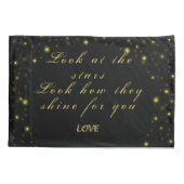 Goud en sparkles sterren op zwart kussensloop (Achterkant)