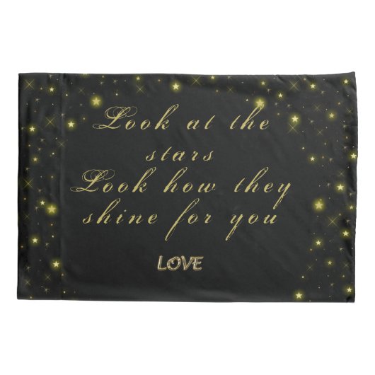 Goud en sparkles sterren op zwart kussensloop (Achterkant)