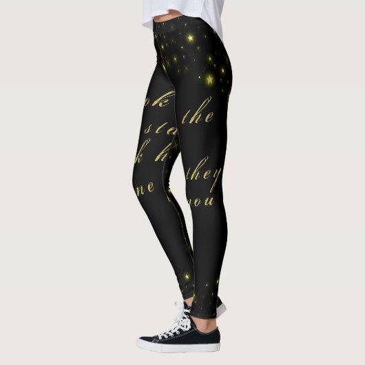 Goud en sparkles sterren op zwart leggings (Links)