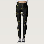 Goud en sparkles sterren op zwart leggings (Voorkant)