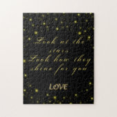 Goud en sparkles sterren op zwart legpuzzel (Verticaal)