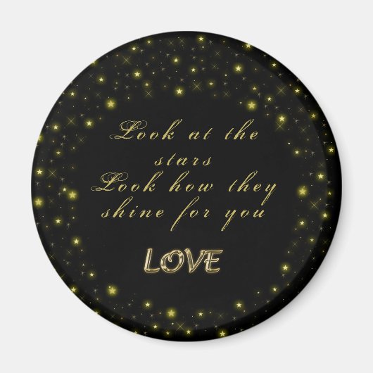 Goud en sparkles sterren op zwart magneet (Voorkant)