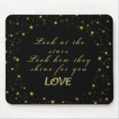 Goud en sparkles sterren op zwart muismat (Voorkant)