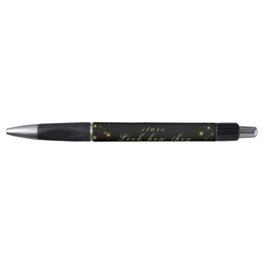Goud en sparkles sterren op zwart pen (Voorkant)