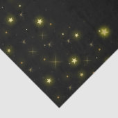 Goud en sparkles sterren op zwart tissuepapier (Detail)