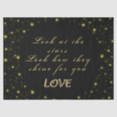 Goud en sparkles sterren op zwart tissuepapier (Voorkant)