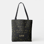 Goud en sparkles sterren op zwart tote bag (Achterkant)