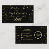 Goud en sparkles sterren op zwart visitekaartje (Voorkant / Achterkant)