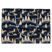 Goud en Stofblauw Winter Groot Cadeauzakje (Achterkant)