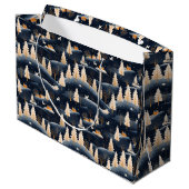 Goud en Stofblauw Winter Groot Cadeauzakje (Achterkant Gekanteld)