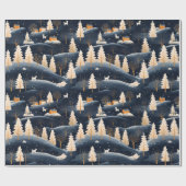 Goud en Stoffig Blauw Winter Cadeaupapier (Vlak)