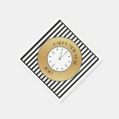 Goud en strepen klok middernacht gelukkig nieuwjaa servetten (Hoek)