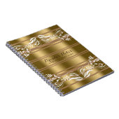 Goud en tan strepen met witte Floral kant Notitieboek (Rechterzijde)