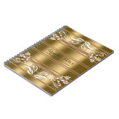 Goud en tan strepen met witte Floral kant Notitieboek (Linkerzijde)