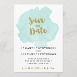 Goud en Teal Blush Save the Date