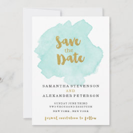 Goud en Teal Blush Save the Date