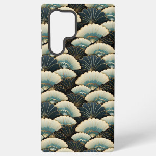 Goud en Teal Japans geïnspireerd waaiermotief Samsung Galaxy Hoesje