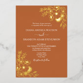 goud en terracotta bruiloft QR-code Folie Uitnodiging (Voorkant)