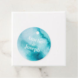 Goud en Turquoise bruiloft gunst labels