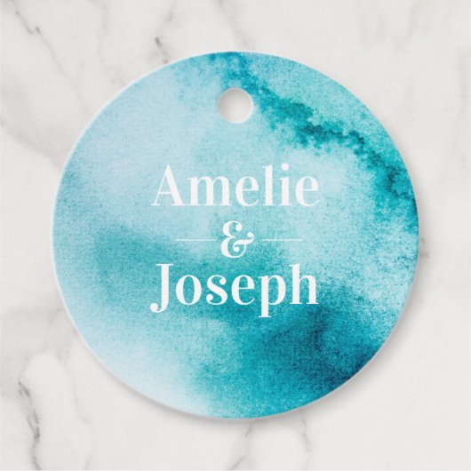 Goud en Turquoise bruiloft gunst labels (Voorkant)