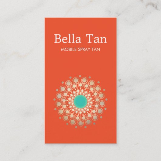 Goud en Turquoise Circle Sun Oranje Visitekaartje (Voorkant)