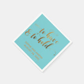 Goud en Turquoise Om Van Te Houden Harten Script Servet (Hoek)