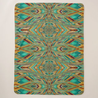 Goud en Turquoise Stam Ikat Stijl Patroon Sherpa Deken