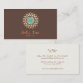 Goud en Turquoise Sun Spray Tan Tropical Brown Visitekaartje (Voorkant / Achterkant)