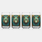 Goud en Turquoise Wolf Head Blikvorm Glas (Achterkant)