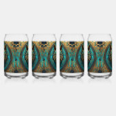 Goud en Turquoise Wolf Head Blikvorm Glas (Rechts)