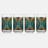 Goud en Turquoise Wolf Head Blikvorm Glas (Links)