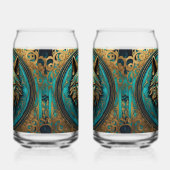 Goud en Turquoise Wolf Head Blikvorm Glas (Links)