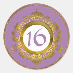 goud en violet zoet 16-jarige stickers
